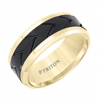 8Mm Two Tone Yellow & Black  Wedding Band