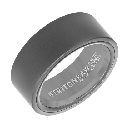 9Mm 'Tungsten Raw' Black Wedding Band