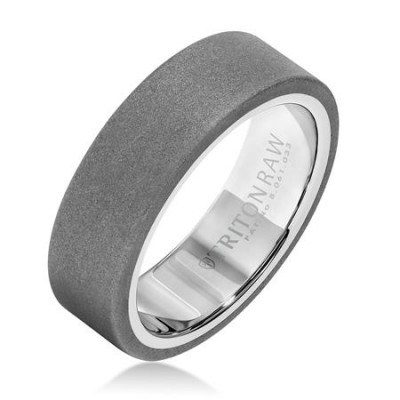 7Mm 'Tungsten Raw' White Tungsten  Wedding Band