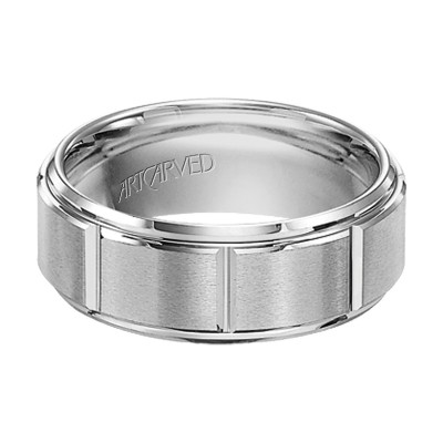 Tungsten Carbide Wedding Band With Rolled Edges