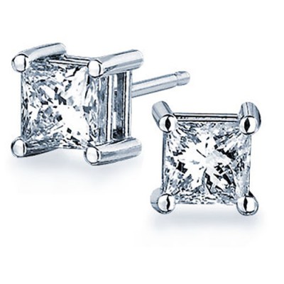 14K White Gold Diamond Stud Earrings With 0.16 Ct. Total Weight