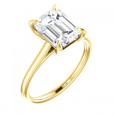 Emerald Cut Moissanite Engagement Ring