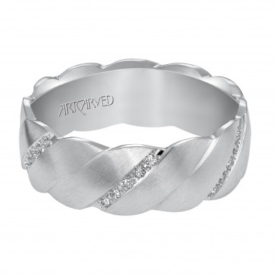 Diamond Woven Wedding Band With Satin Finish