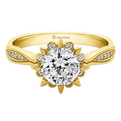 SNOWDROP ROUND HALO PAVE ENGAGEMENT WITH 0.40ct H-SI DIAMOND CENTER