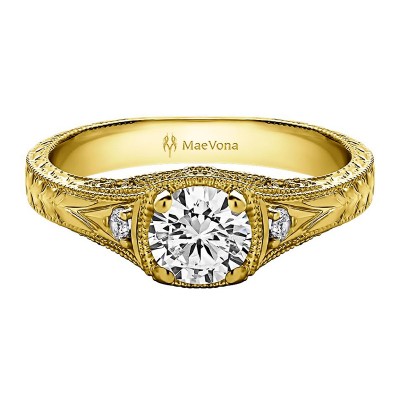 GREENOCK VINTAGE ROUND ENGAGEMENT RING WITH 0.40ct H-SI ROUND CENTER