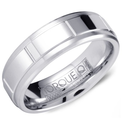 A White Cobalt Torque Band With Line Detailing.