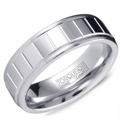 A White Cobalt Torque Band With Line Detailing.