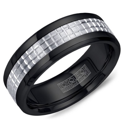 A Black Cobalt Torque Band With A Cerved White Gold Center.