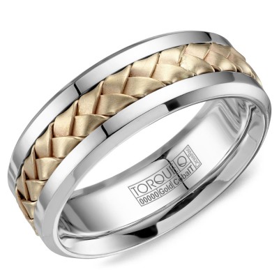 A Torque Ring In White Cobalt With A Braided Yellow Gold Inlay.