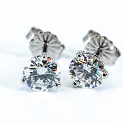 14 KARAT WHITE GOLD MOISSANITE STUDS (1.50CTW)