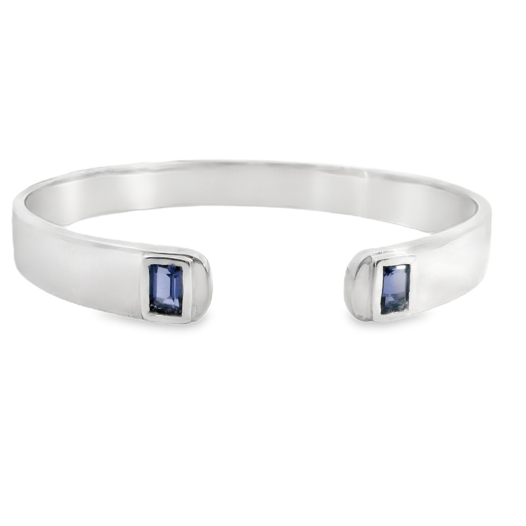 Elegant Silver/ Iolite Cuff Bracelet