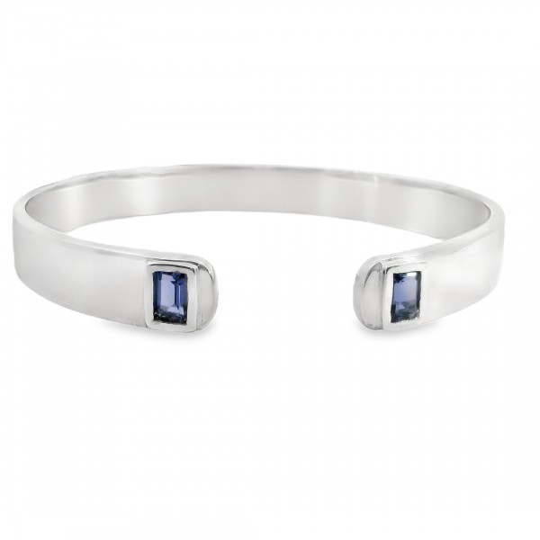 Elegant Silver/ Iolite Cuff Bracelet