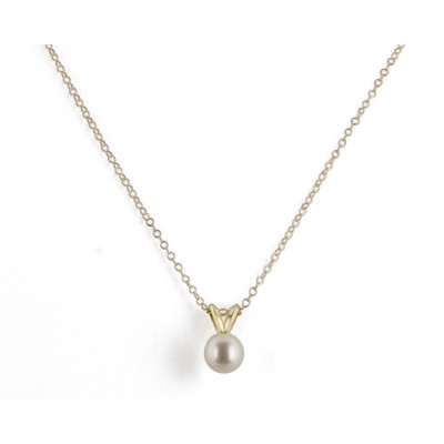 14K 5+MM White Freshwater Cultured Pearl 16