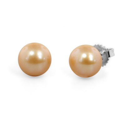 Freshwater Cultured Pearl Stud Earring Sterling Silver 9-9.5mm Mocha Button