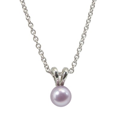 Sterling Silver 5.5+mm Light Purple Freshwater Cultured Pearl Pendant on 14