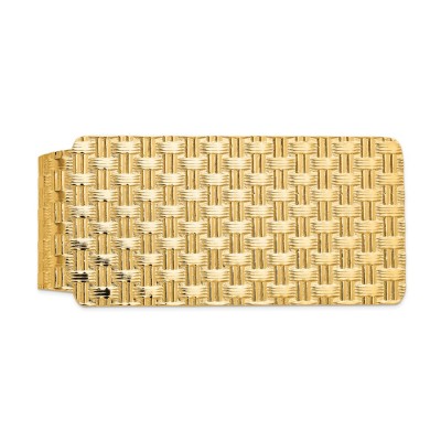 14k Men's Textured Basketweave Polished Money Clip