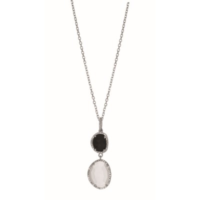 Silver Gem Candy L Inked Necklace With Black Onyx, Moonstone And  Diamonds