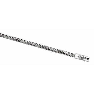 Silver Rhodium Finish Woven Bracelet With Box Clasp