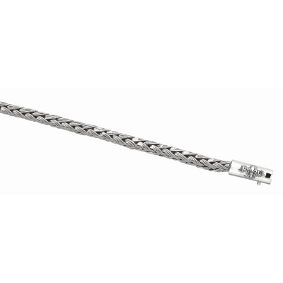 Silver Rhodium Finish Woven Bracelet With Box Clasp