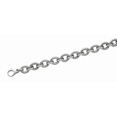 Silver 18In Textured Italian Cable Link  Necklace With Lobster Clasp