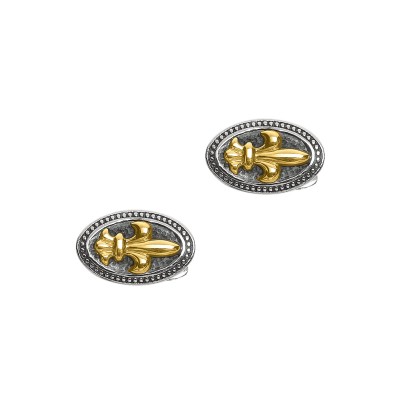 Silver And 18Kt Gold  Fleur De Lis Cufflinks