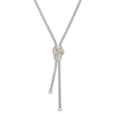 Sterling Silver And 18K Gold Popcorn Love Knot Lariat