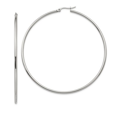 Stainless Steel Polished 70mm Diameter Hoop Earrings