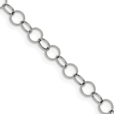 Stainless Steel Polished 6mm Circle Link 24in Necklace