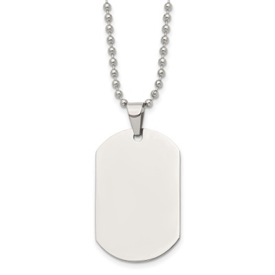 Stainless Steel Polished Dog Tag 24in Necklace