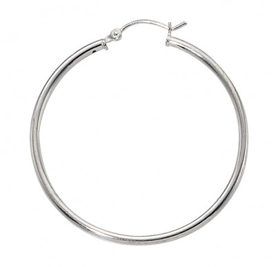 Ladies Sterling Silver 2MM/40MM Click Hoop Earrings