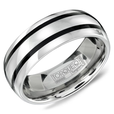 A Tungsten Torque Band With A Black Enamel Inlay.