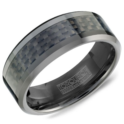 A Black Ceramic Torque Band With A Black Carbon Fiber Inlay.