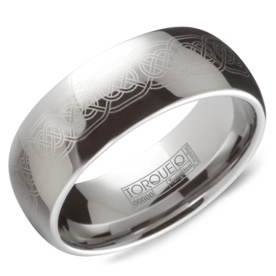 A Tungsten Torque Band With A Laser Engraved Design.