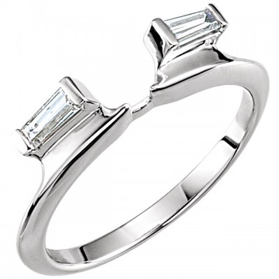 14K White Tapered Baguette Wrap-Style Ring Enhancer (.20ct)