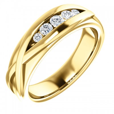 Gents 18kt Yellow Gold Designer Channel Set Ring