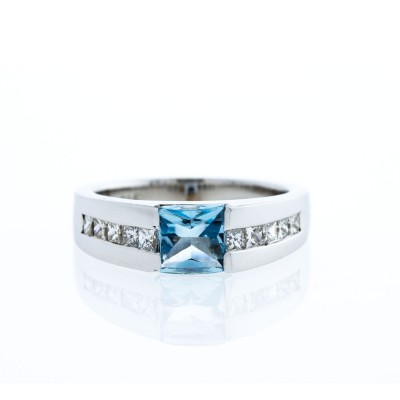 Blue Topaz and Diamond Ring (.50ctw)