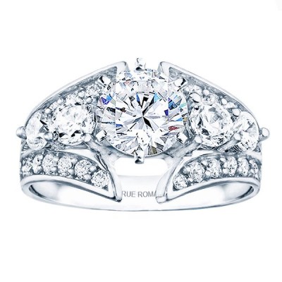 Rm921 -14k White Gold Classic Semi Mount Engagement Ring