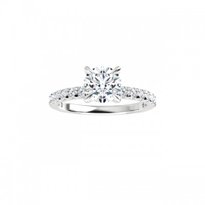 14K White  Round French set Engagement Ring (.42ctw.)